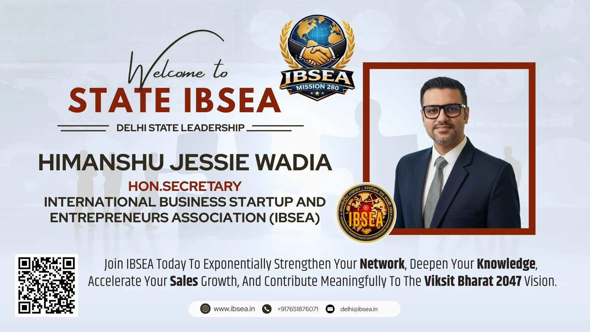 Himanshu Jessie Wadia Has Been Appointed As Hon Secretary For IBSEA Delhi State.